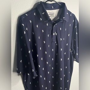 Straight Down Men's Large Performance Polo Shirt Blue Hula Dancer Print